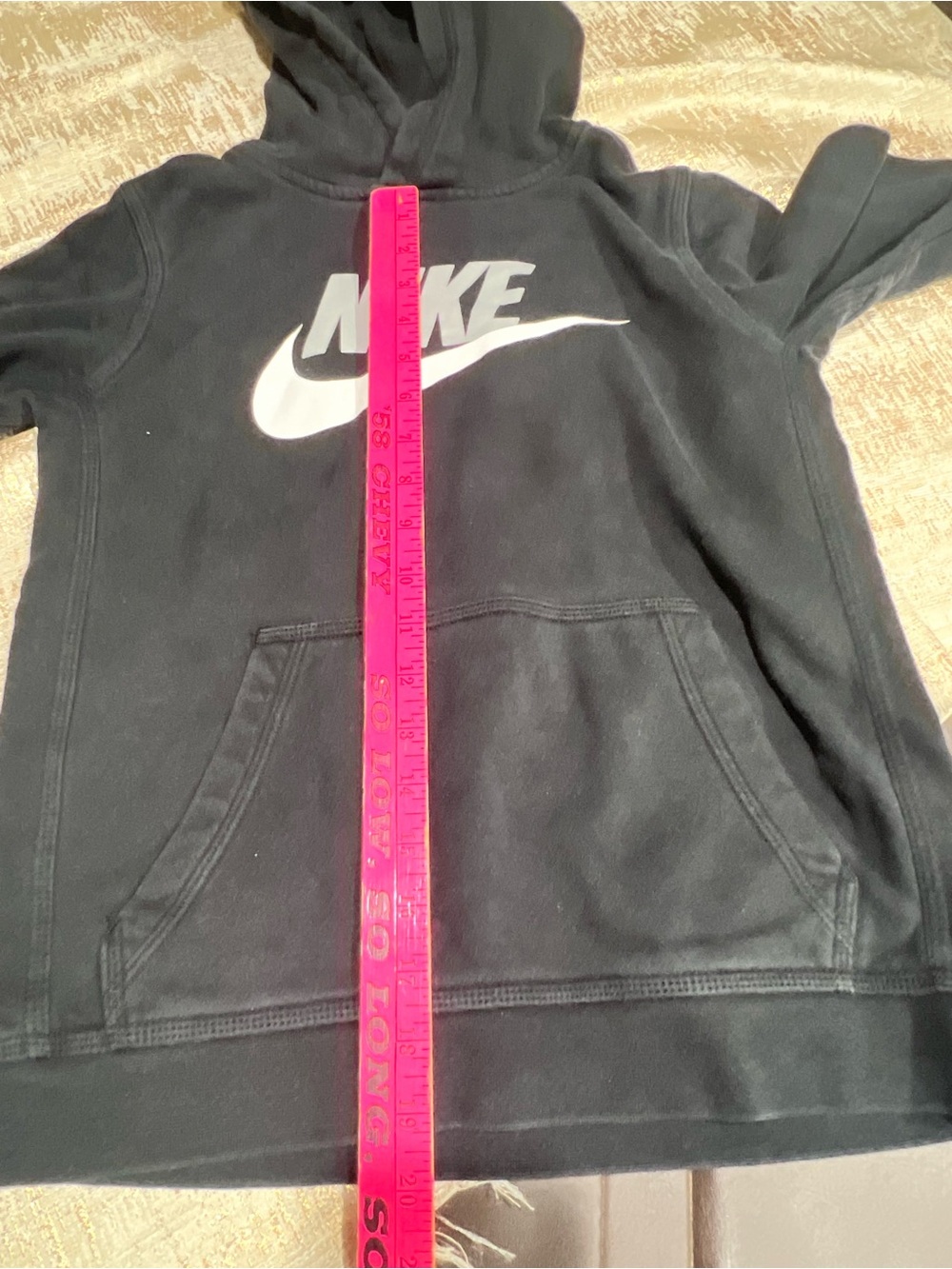 Nike Unisex Kids L Black/White Pullover Hoodie Fleece Logo Graphic Pockets